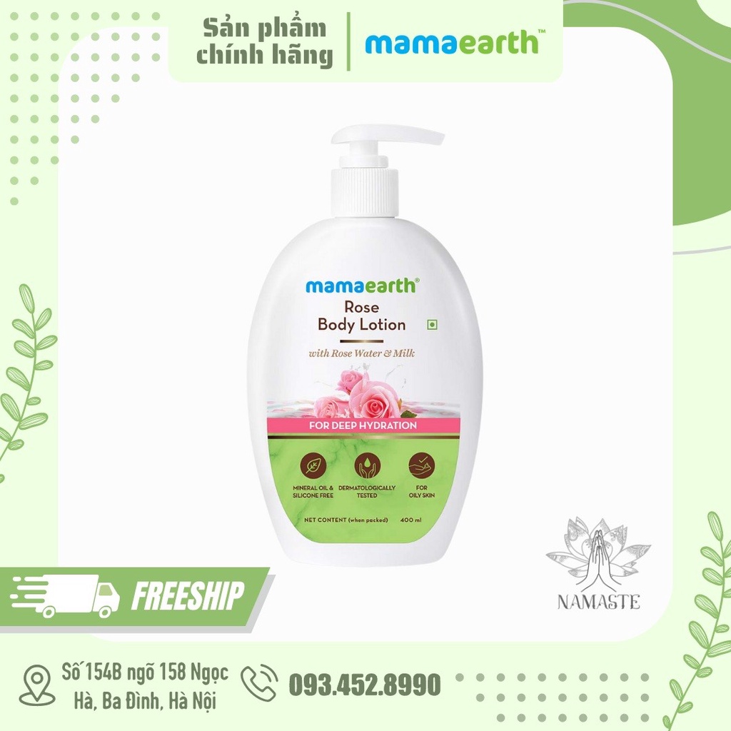 Dưỡng thể ngậm nước và mỏng nhẹ chiết xuất hoa hồng Mamaearth 400ml