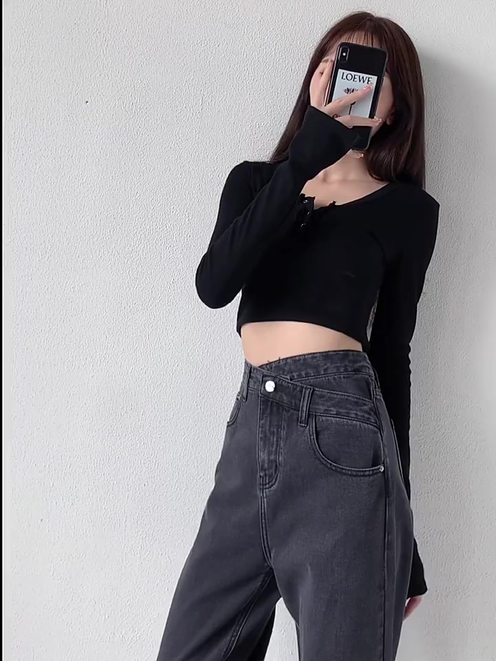 FREESHIP QUẦN JEAN CÚC LỆCH ĐEN ỐNG RỘNG LƯNG CAO SIÊU HACK DÁNG ( MẪU MỚI) | BigBuy360 - bigbuy360.vn