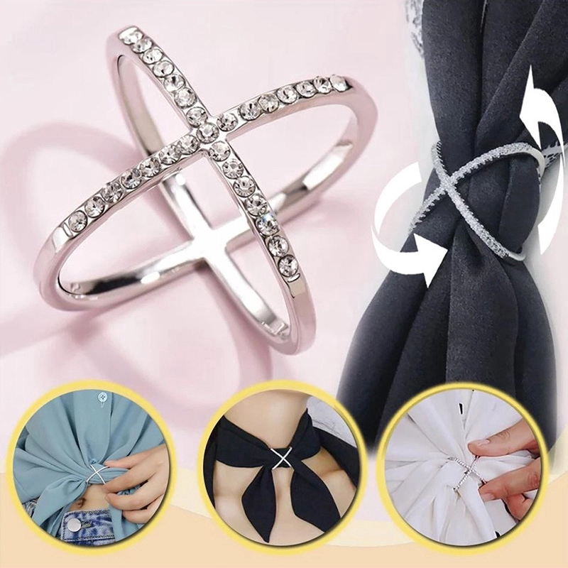 Móc cài khăn choàng đa năng bằng hợp kim đính pha lê lấp lánh thời trang