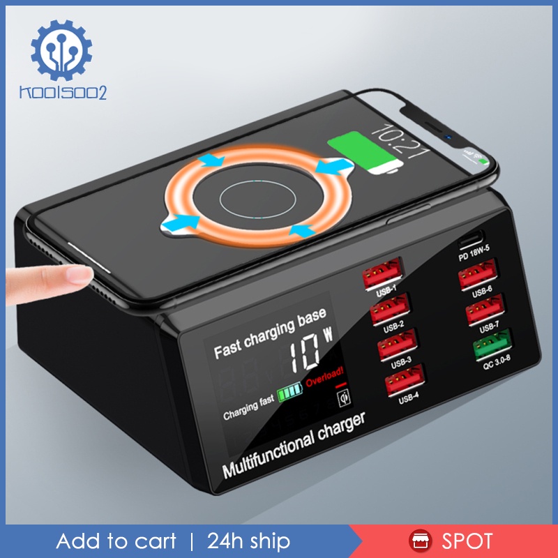 Wireless Charging Station 8 Ports USB Charger Quick Charge 3.0 HUB AU Plug