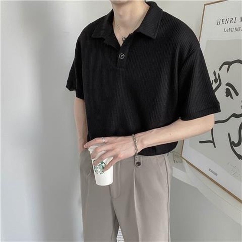 Áo Thun Nam Ngắn Tay Cổ Polo Phong Cách Hàn Quốc 2 Màu
