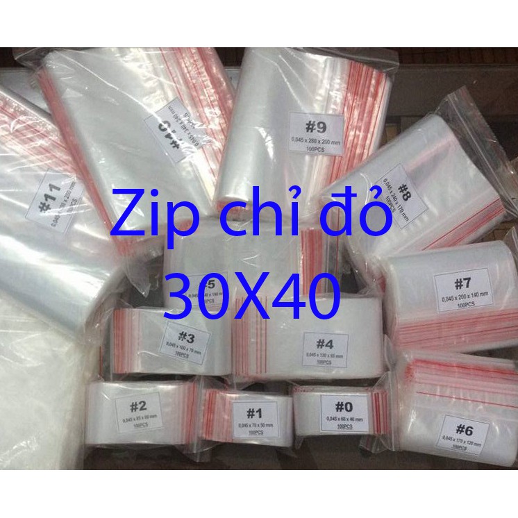 500gr Túi Zip Chỉ Đỏ - 30x40: Đựng quần áo, giày dép