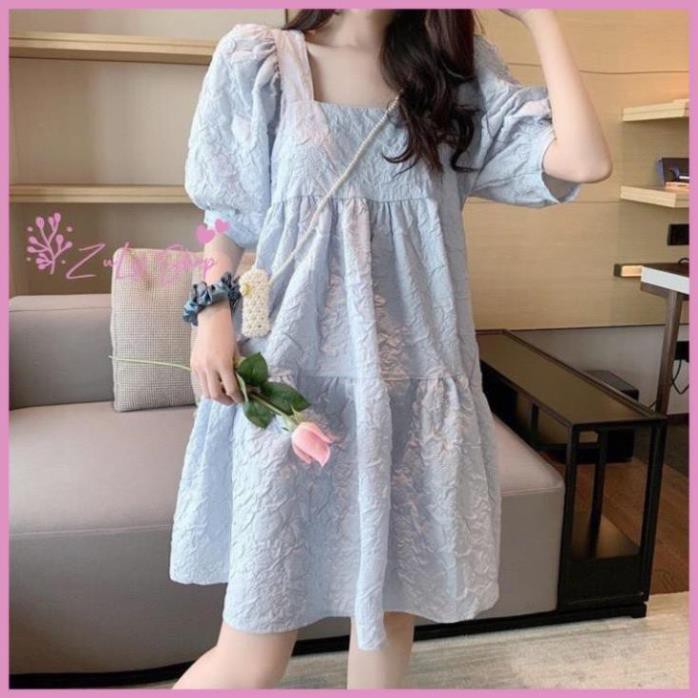 [KÈM QUÀ TẶNG] Váy dáng xòe cổ vuông tay bồng [ss] | BigBuy360 - bigbuy360.vn