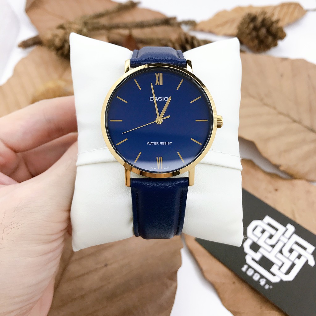 Đồng hồ nam Casio MTP-VT01 / MTP-VT01GL-2B dây da, size 40mm, chống nước 50m, hàng chính hãng