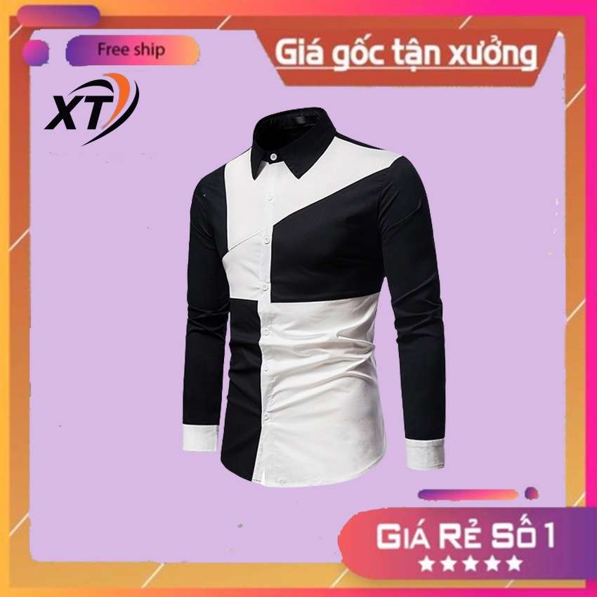 Áo sơ mi, Áo sơ mi nam phối 2 màu đặc sắc lịch lãm, tạo sự hấp dẫn cho đắng mày râu. H36