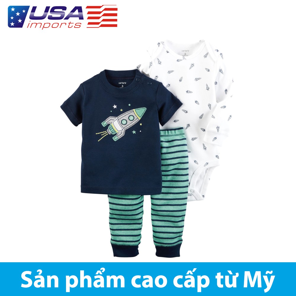Set 3 bodysuit kèm quần Car-tờ Auth Từ Mỹ (126g540)