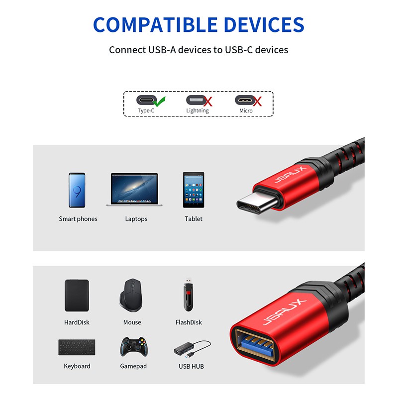 Cáp Otg JSAUX Usb C 3.0 Tiện Dụng Chất Lượng Cao