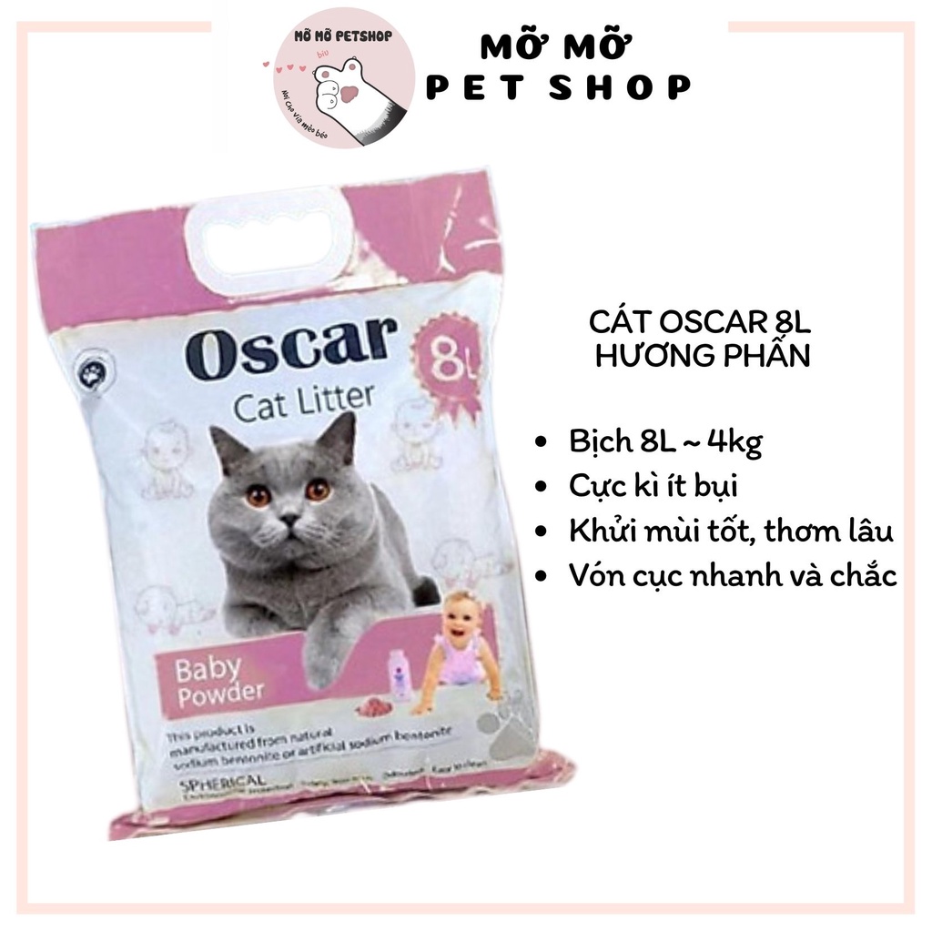 [Quận 8][Mỡ Mỡ Petshop] Cát Vệ Sinh Cho Mèo OSCAR 8L Siêu Vón Cục Khử Mùi [Mỡ Mỡ Petshop]