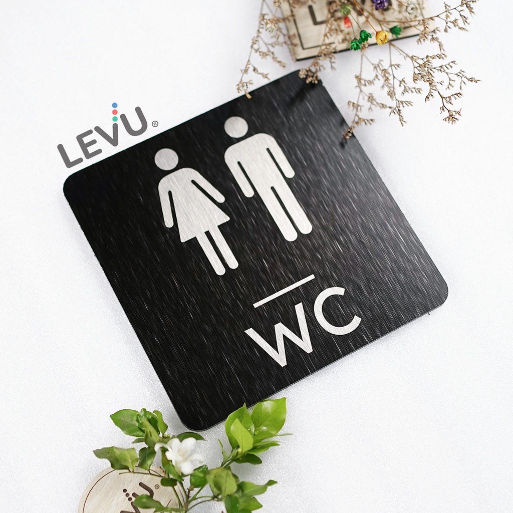 Bảng WC bằng nhôm alu đen xước cao cấp LEVU-ALU17 trang trí nhà vệ sinh