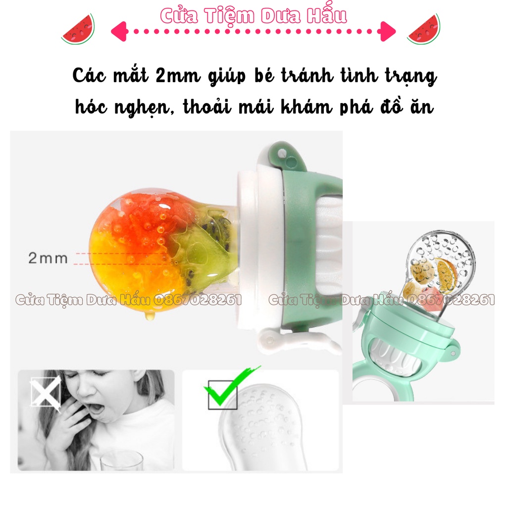Túi Tập Nhai Ăn Dặm Chống Hóc Silicon Cao Cấp Cho Bé, Túi Gặm Nướu 3 Núm Nhai - Baby Galaxy Official