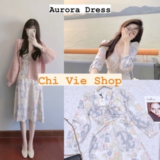 Ảnh thật/video - Váy Aurora dáng dài họa tiết loang pastel Đầm pastel dáng dài