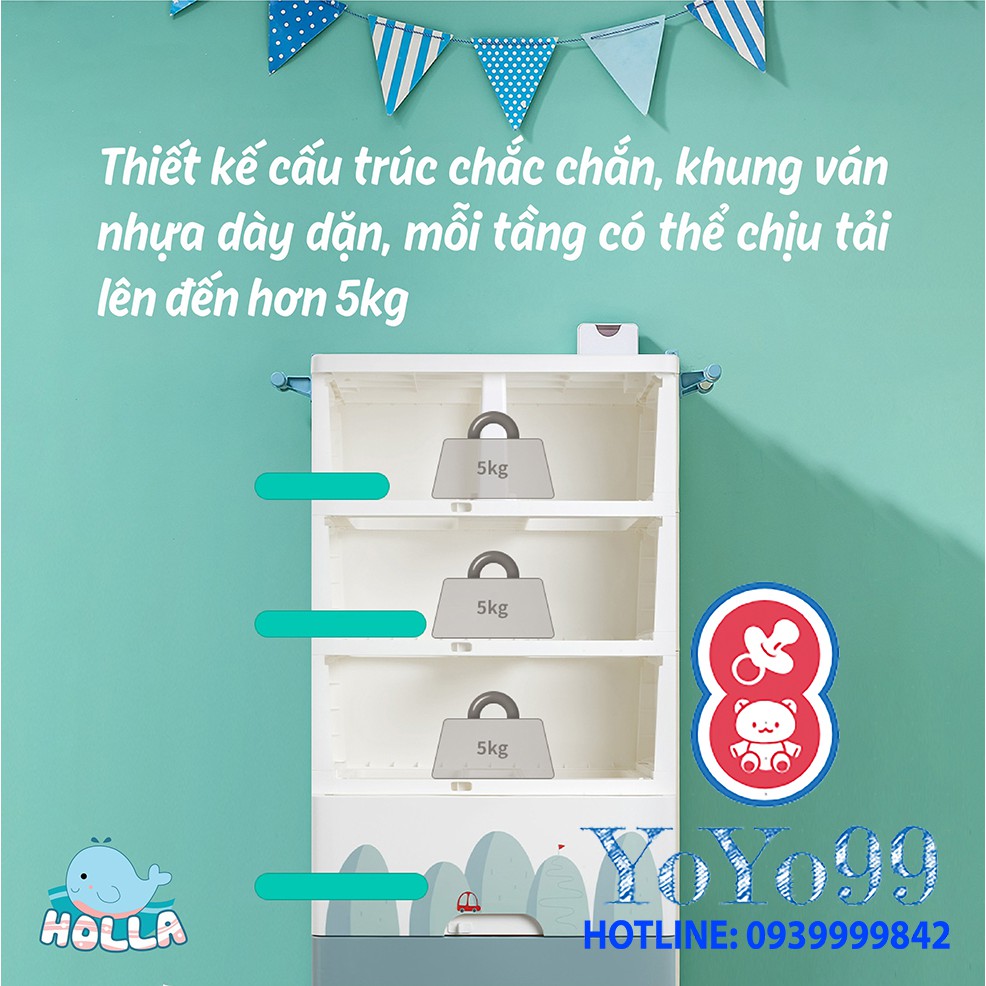 Tủ Nhựa Ngăn Kéo 5 Tầng Holla Cao Cấp Cho Bé
