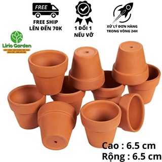 combo 10 chậu đất nung trắng kích thước 6.5x6.5cm