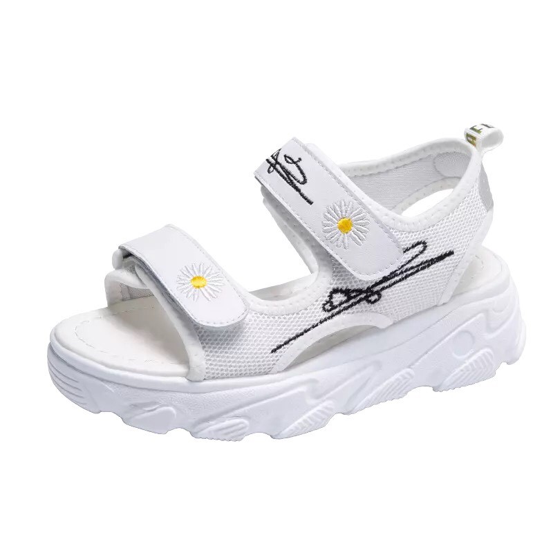 [ GIÁ SỈ ] Sandal nữ thời trang Ulzang đế cao kiểu dáng cao cấp 2 quai ngang hoa cúc 2 màu nữ tính nhẹ nhàng