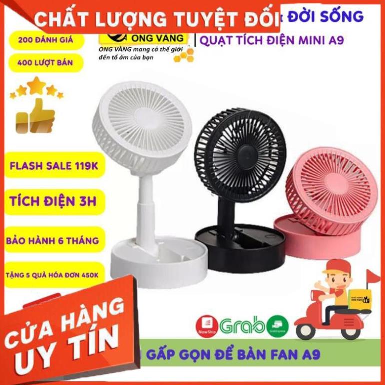 [ Bán Lẻ Giá Sỉ ] Quạt Mini Để Bàn Sạc Tích Điện Gấp Gọn USB Fan A9, Siêu Tiện Dụng Cho Mùa Hè 2021