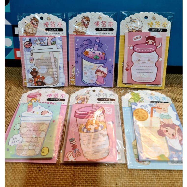 Sỉ: Thùng 30 thếp giấy note ghi chú trà sữa, kem mã MQ-834