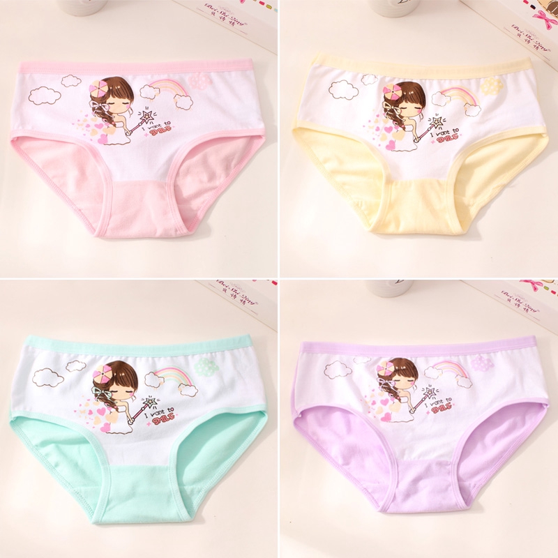 Set 4 quần lót hoạ tiết hoạt hình cho bé gái