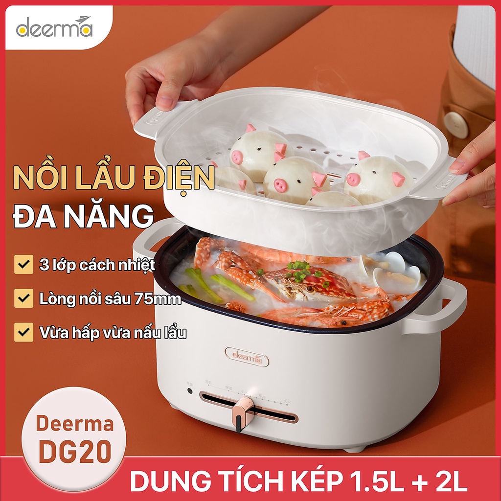 Nồi Lẩu Điện Đa Năng Deerma DG20 | DG15 | DG25 | HOẢ TỐC | Nồi nấu đa năng Xiaomi DEERMA | MIHOANGGIA