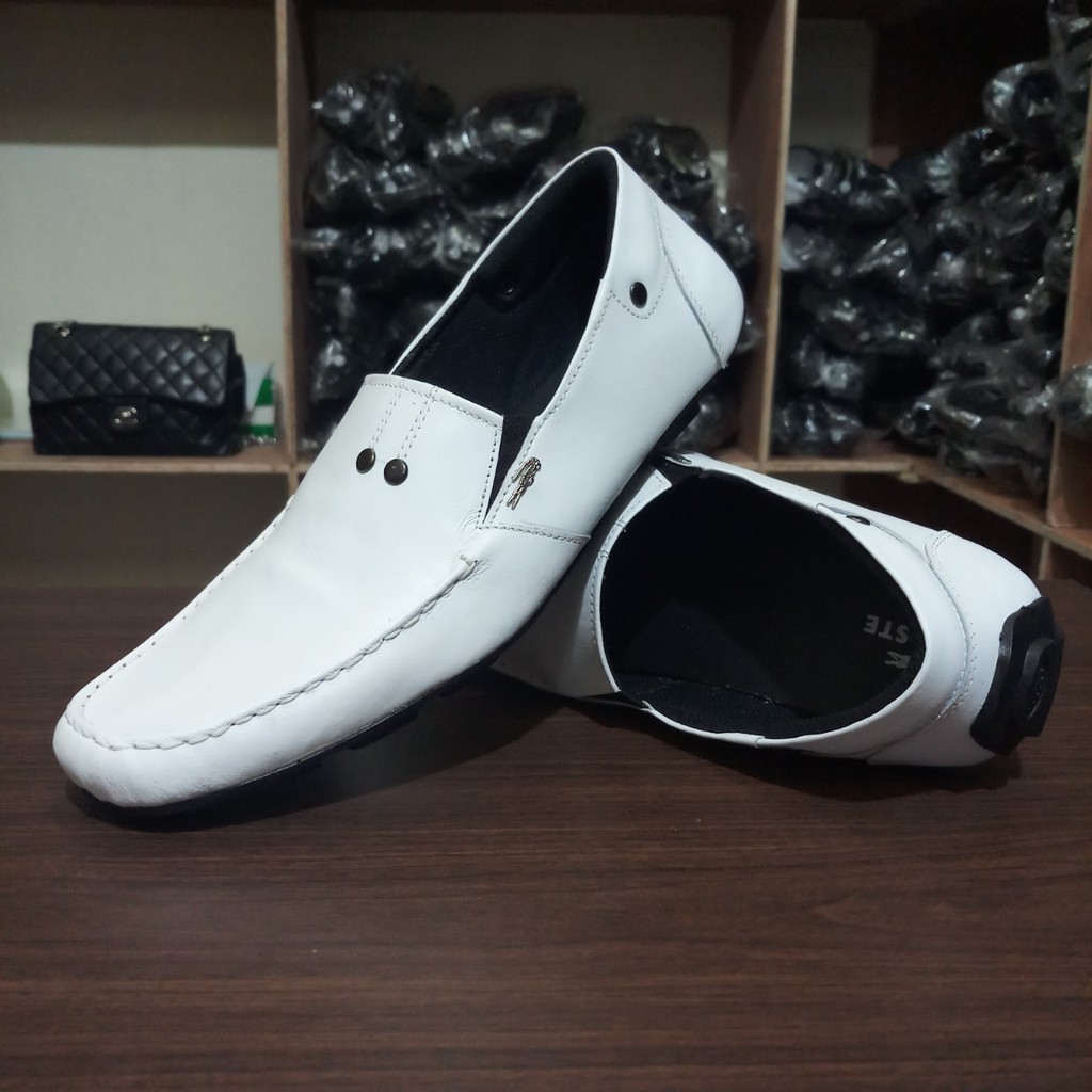 Giày lười Lacoste Moccasin bằng da thật trọng lượng nhẹ phong cách đường phố giản dị dành cho nam