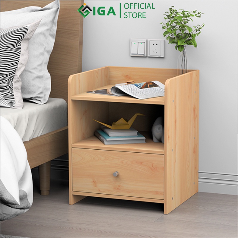 Tủ đầu giường có ngăn kéo gỗ MDF phủ melamin chống xước thương hiệu IGA - GP104