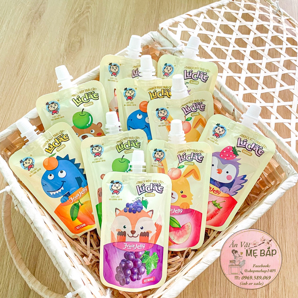 Lốc 10 Túi Thạch Hút Trái Cây Lúc Lắc - Fruit Jelly Đủ Vị Cam, Táo, Nho, Đào Dâu - Shop Mẹ Bắp