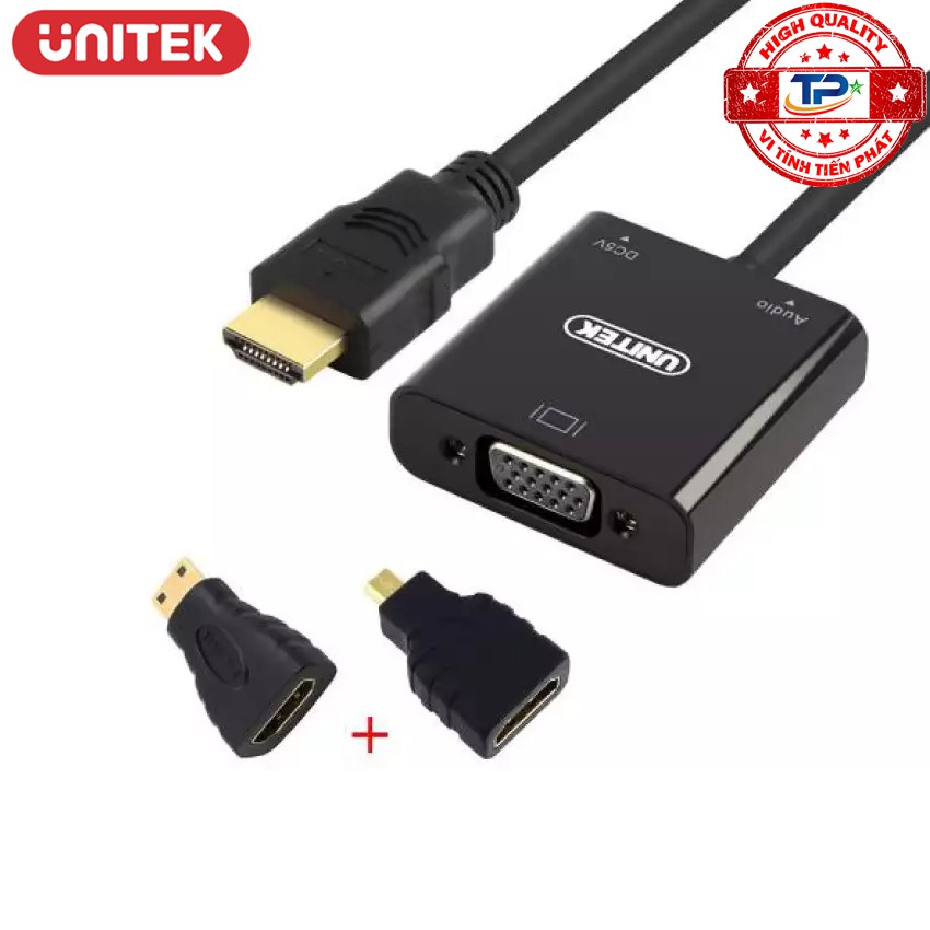 Bộ chuyển HDMI (3 in 1) sang VGA + Audio Unitek Y-6355 FULL HD HDMI to VGA