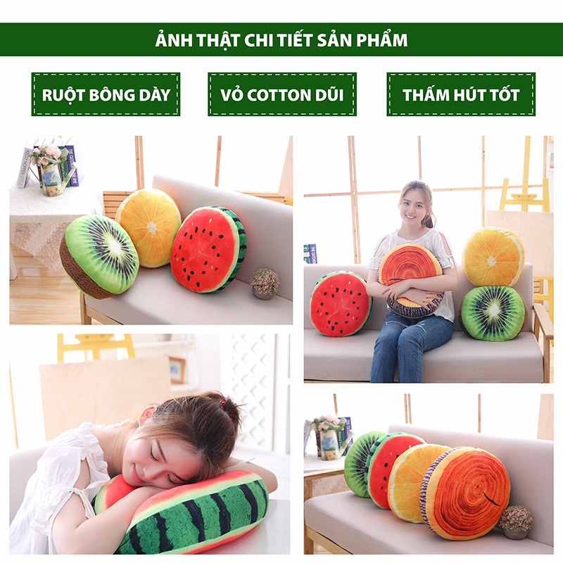 Gối tựa lưng hoa quả HOMIES vải nhung mềm mịn 40cm x 40cm