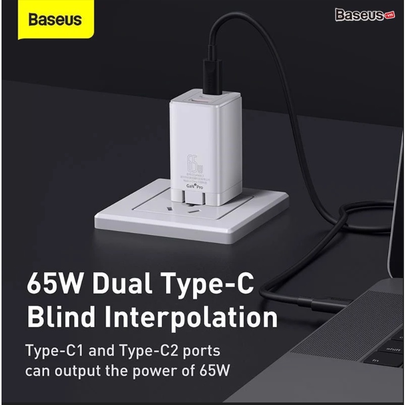 Bộ Sạc Nhanh Baseus GaN3 Pro Quick Charger 65W