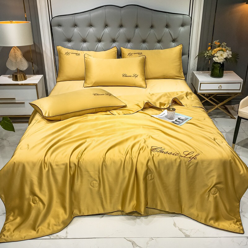 Chăn ga gối lụa CLASSIC LIFE cao cấp sang trọng, ga giường lụa mềm mịn thoáng mát chăn trần hè mát lạnh - Bông Decor