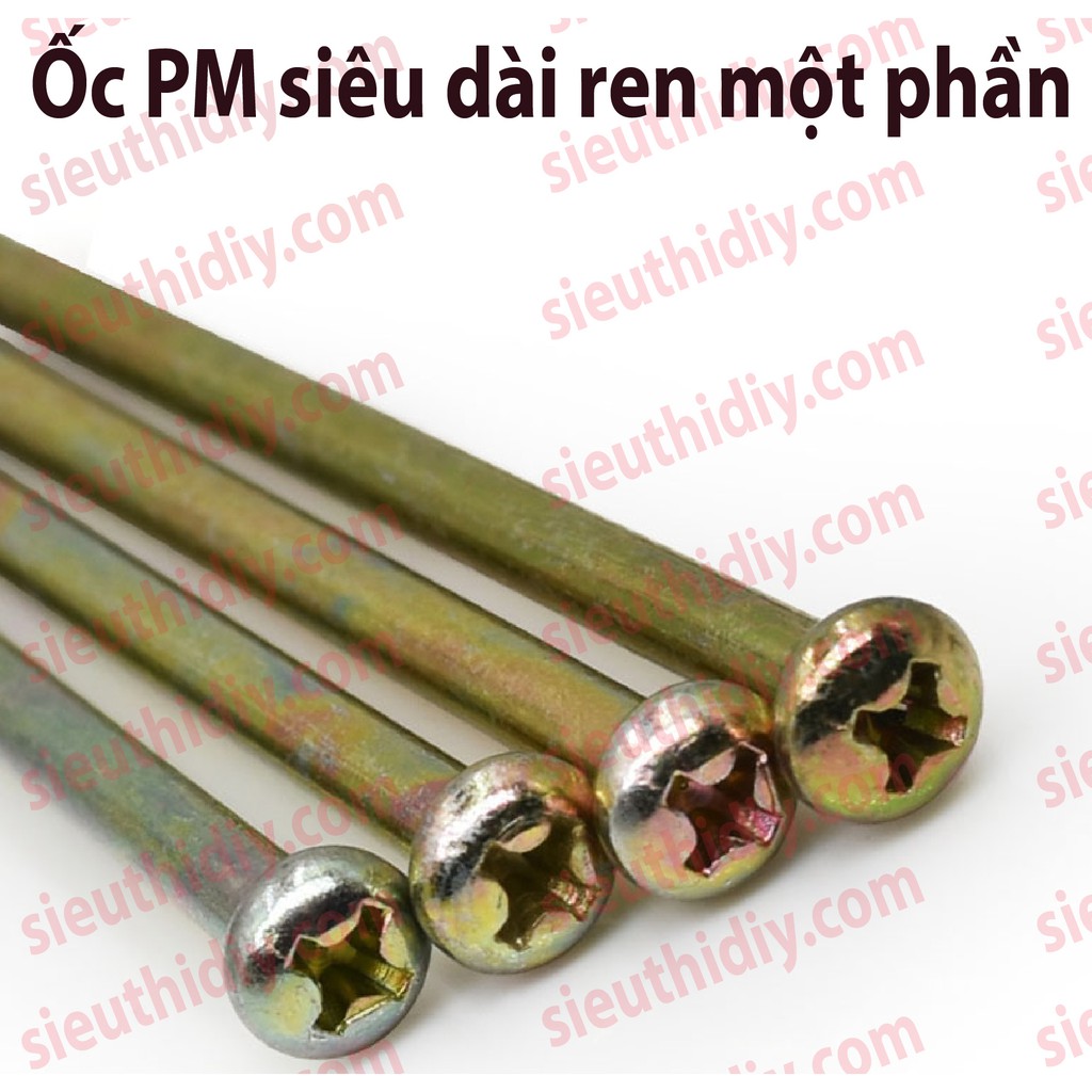 Ốc PM siêu dài M4M5M6 dài đến 200mm, ren 1 phần/ren toàn phần