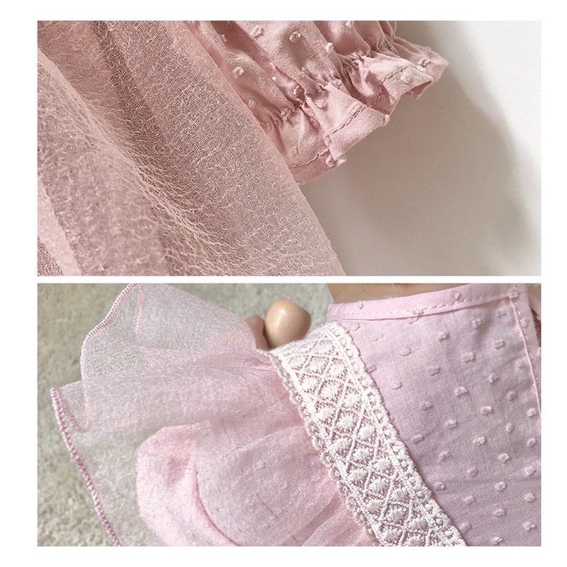 Váy công chúa bé gái màu hồng pha ren [Jennybebe] Váy sinh nhật màu hồng bé gái| Váy suit bé gái [ảnh thật shop chụp]