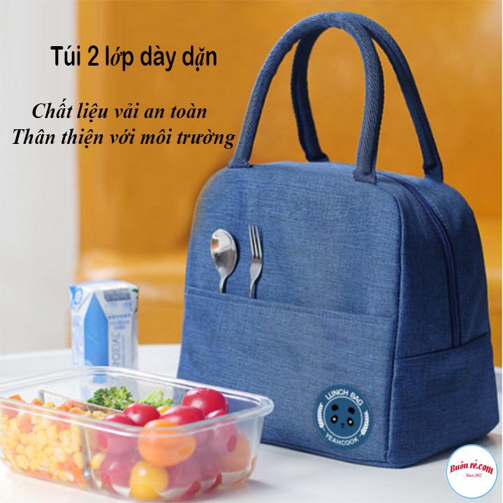 Túi đựng cơm Lunch Bag kèm hộp thủy tinh 3 ngăn dày dặn, siêu chịu nhiệt 00995