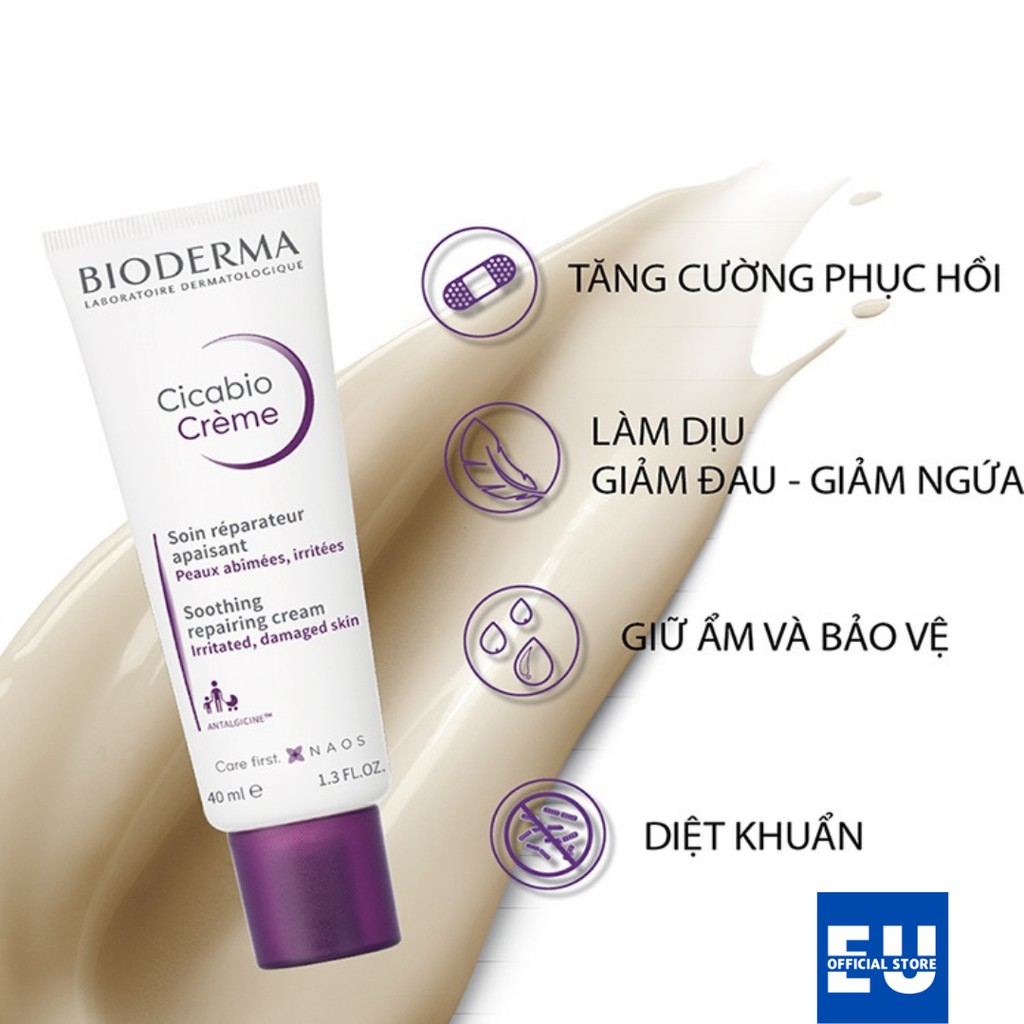 Kem dưỡng phục hồi da tổn thương Bioderma Cicabio Creme - 40ml