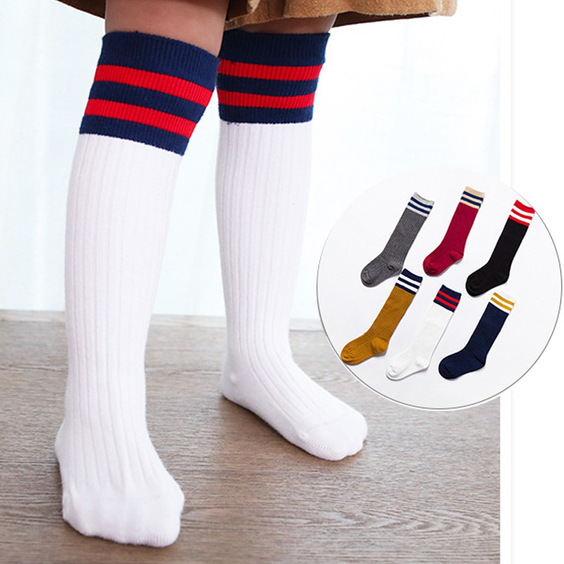 Tất thể thao dài bằng cotton mềm 6 màu tùy chọn cho trẻ em 1-3 tuổi
