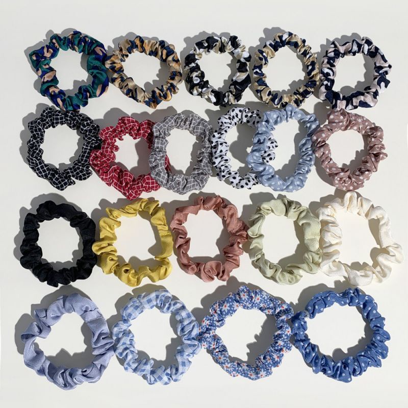 Set 20 Dây Buộc Tóc Co Giãn Bằng Lụa Satin Màu Trơn Kiểu Pháp Thanh Lịch Cho Nữ