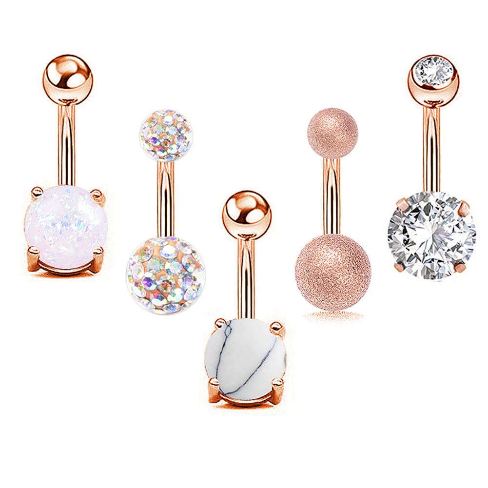Set 5 Khuyên Rốn Bằng Thép Không Gỉ Thời Trang Cá Tính