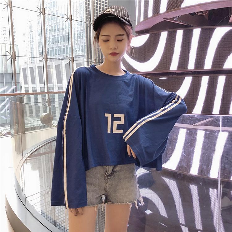 Áo thun nữ tay dài kẻ sọc thời trang Hàn Quốc
