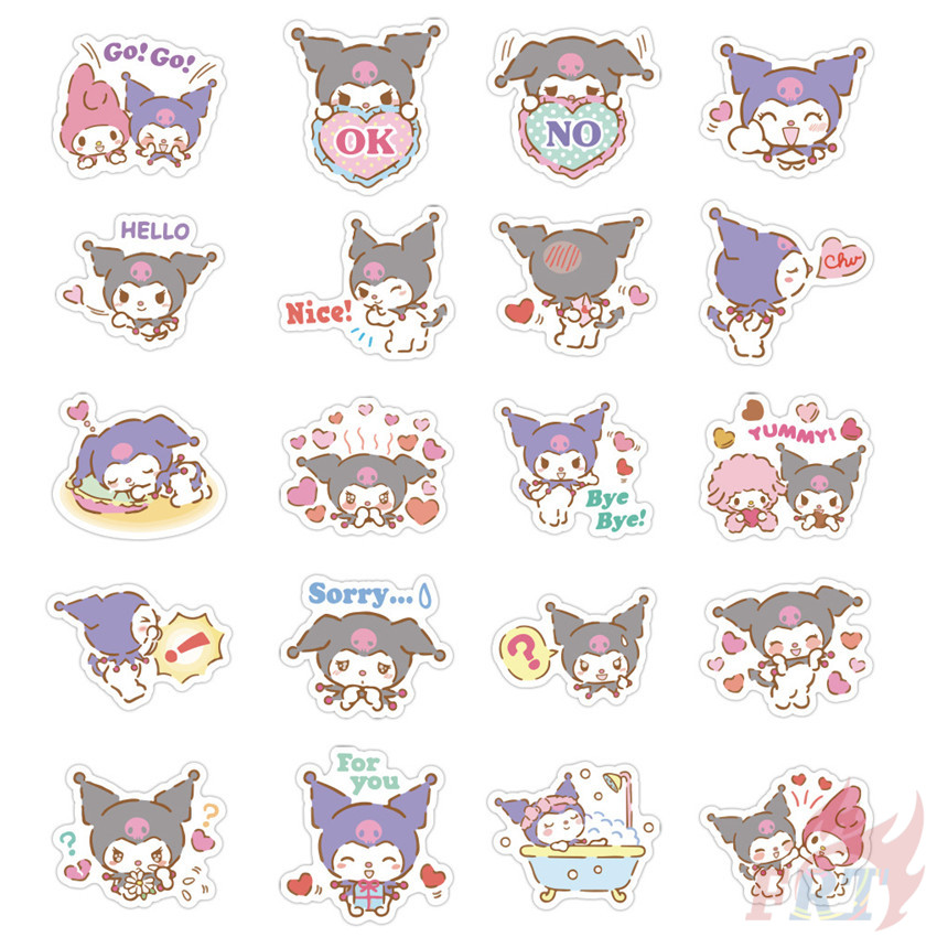 ❉ Kuromi Q-3 Retro Stickers ❉ 40Pcs/Set Sanrio Cartoon Character DIY Decals Stickers for Album Diary Laptop Scrapbooks Skateboard