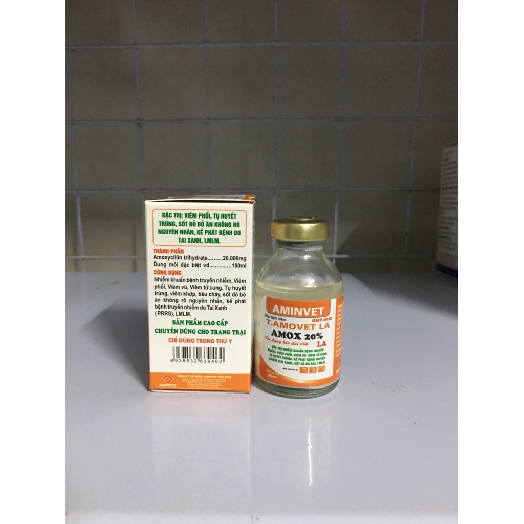 Amox20%/ amox 20% aminvet  chỉ dùng trong thú y