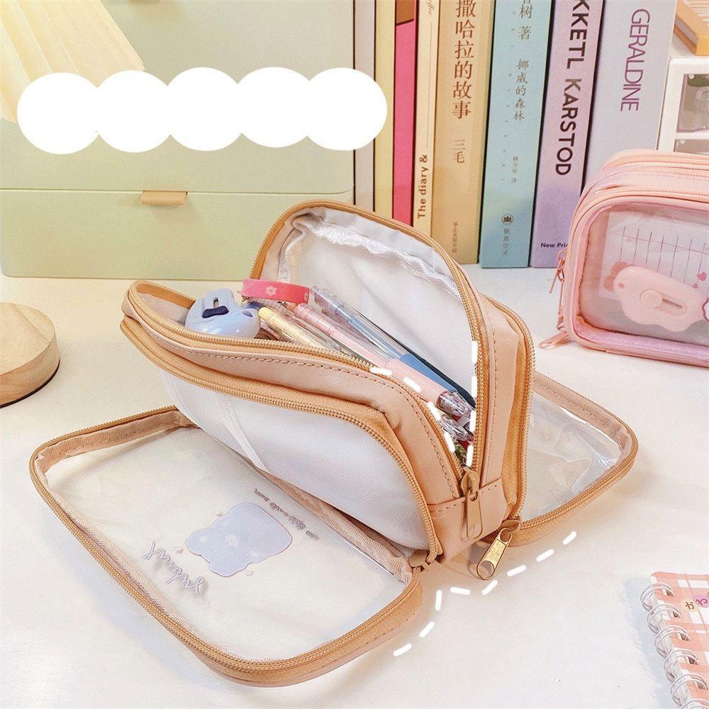 Túi Đựng Bút Bằng PVC Cỡ Lớn Họa Tiết Hoạt Hình Dễ Thương Cho Học Sinh