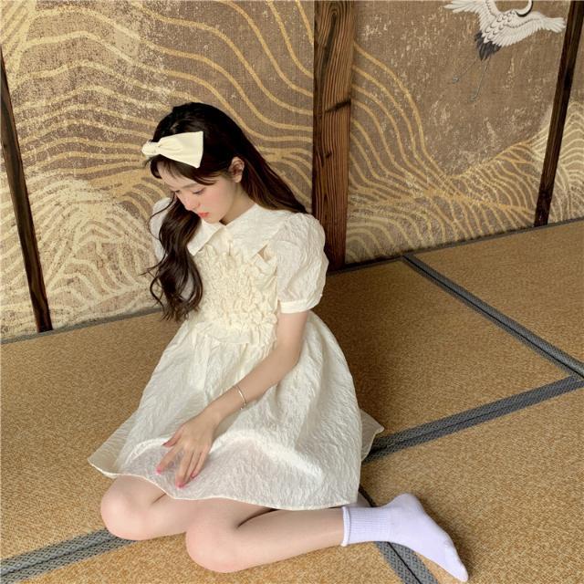 Đầm Tay Phồng Phối Ren Kiểu Hàn Quốc Thiết Kế Ngọt Ngào Cho Nữ đầm bầu váy nữ váy bé gái váy dài chân váy dài váy nữ chân váy dài