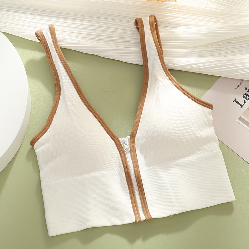 Áo Bra Nữ  Lót Thể Thao Cổ Chữ V Hở Lưng Phối Khóa Kéo Trước Quyến Rũ Cho Nữ