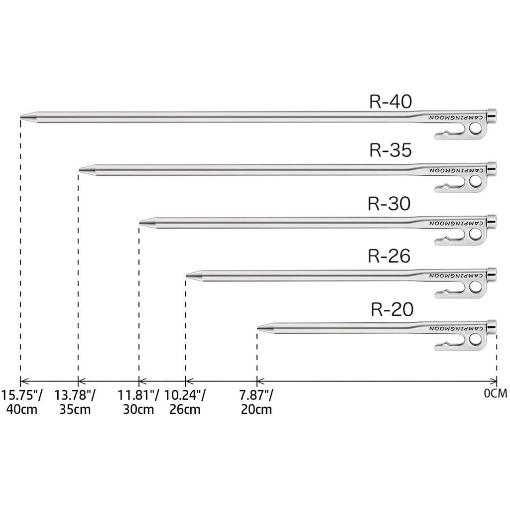 Bộ cọc lều Campingmoon 40cm (6 Cái)