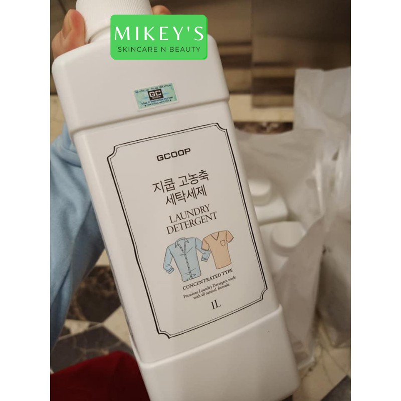Nước giặt HỮU CƠ Hàn Quốc GCOOP Mikeybeauty92 mềm mịn, không mùi (1000 ml)