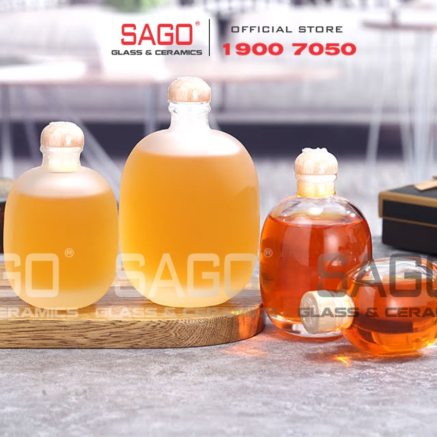Bình Ngâm Rượu Thủy Tinh Bầu Nút Ấn 100ml , 250ml , 500ml | Tùy Chọn Dung tích
