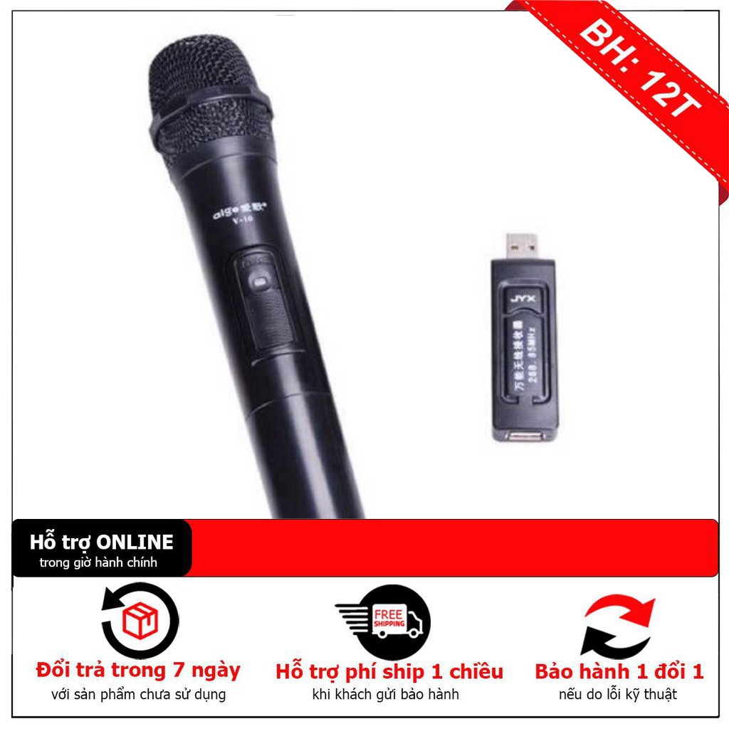 [ HÀNG CHẤT LƯỢNG] MIC KHÔNG DÂY V10 cho loa kéo Tặng Pin- micro không dây tương thích các dòng có mic cổng 6.5 - Giá tố