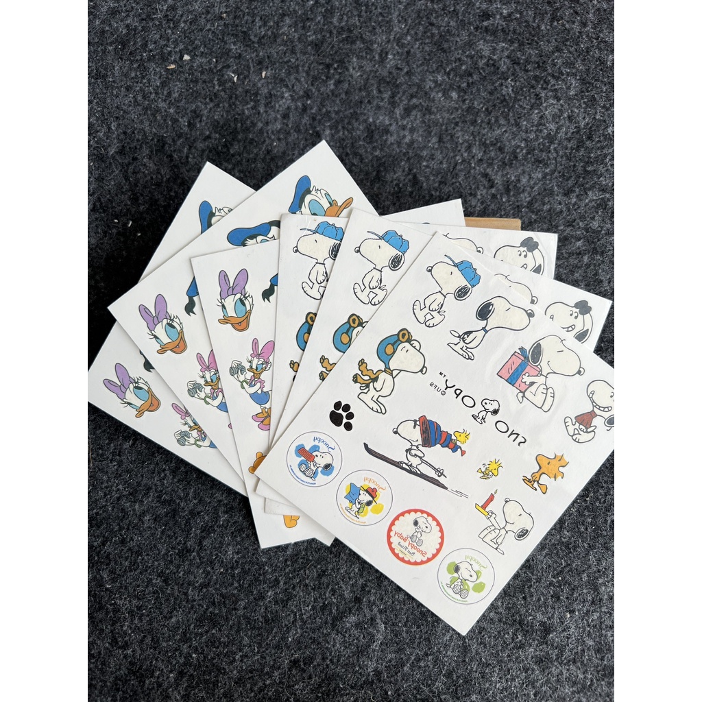Hình Xăm Dán Giả Nước Hoạt Hình Snoopy Gấu Pooh Vịt Donald Màu Sắc