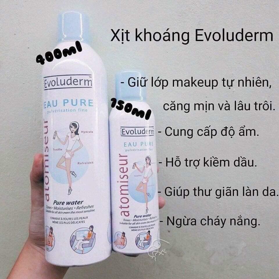 Xịt khoáng Evoluderm 150ml 400ml Chính Hãng Cấp Ẩm Làm Dịu Da Giúp Cho Da Luôn Mịn Màng