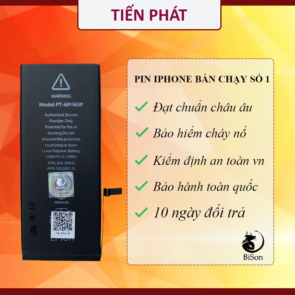 Pin IPHONE 6s Plus BISON Siêu Trâu Dung Lượng Cao 3600mAh