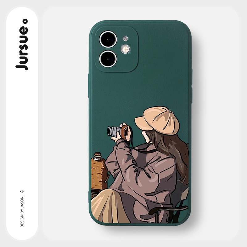 Ốp lưng JURSUE mềm hoạt hình cặp đôi dễ thương đẹp Cho iPhone 14 13 12 11 Pro Max SE 2020 X XR XS 8 7 ip 6S 6 Plus Y2259
